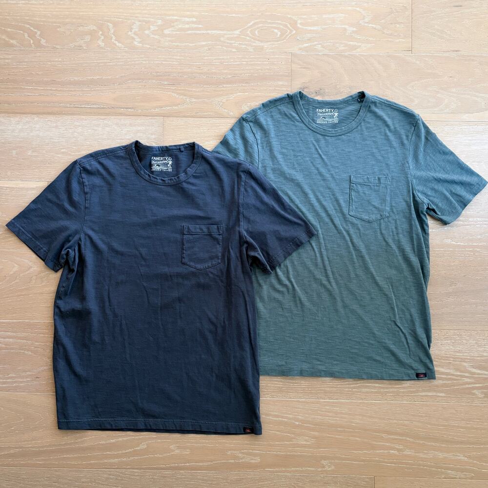 Faherty Sunwashed Organic Cotton Pocket Tees Bundle Men's Large
